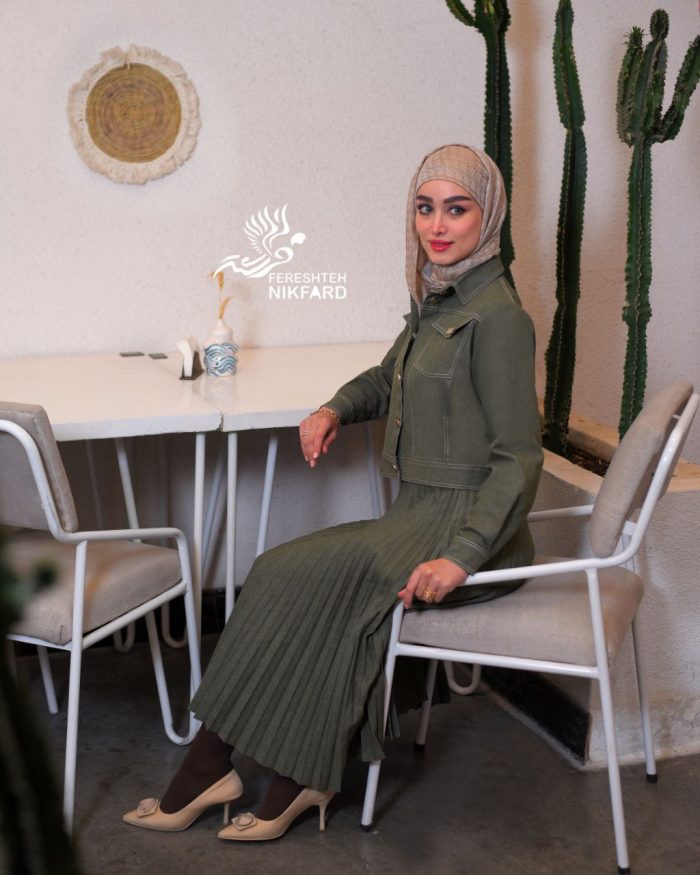 ست جین گلدوزی با دامن